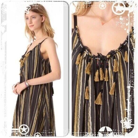 Free People Unearthened Striped Print Brown Dress - Picture 3 of 3